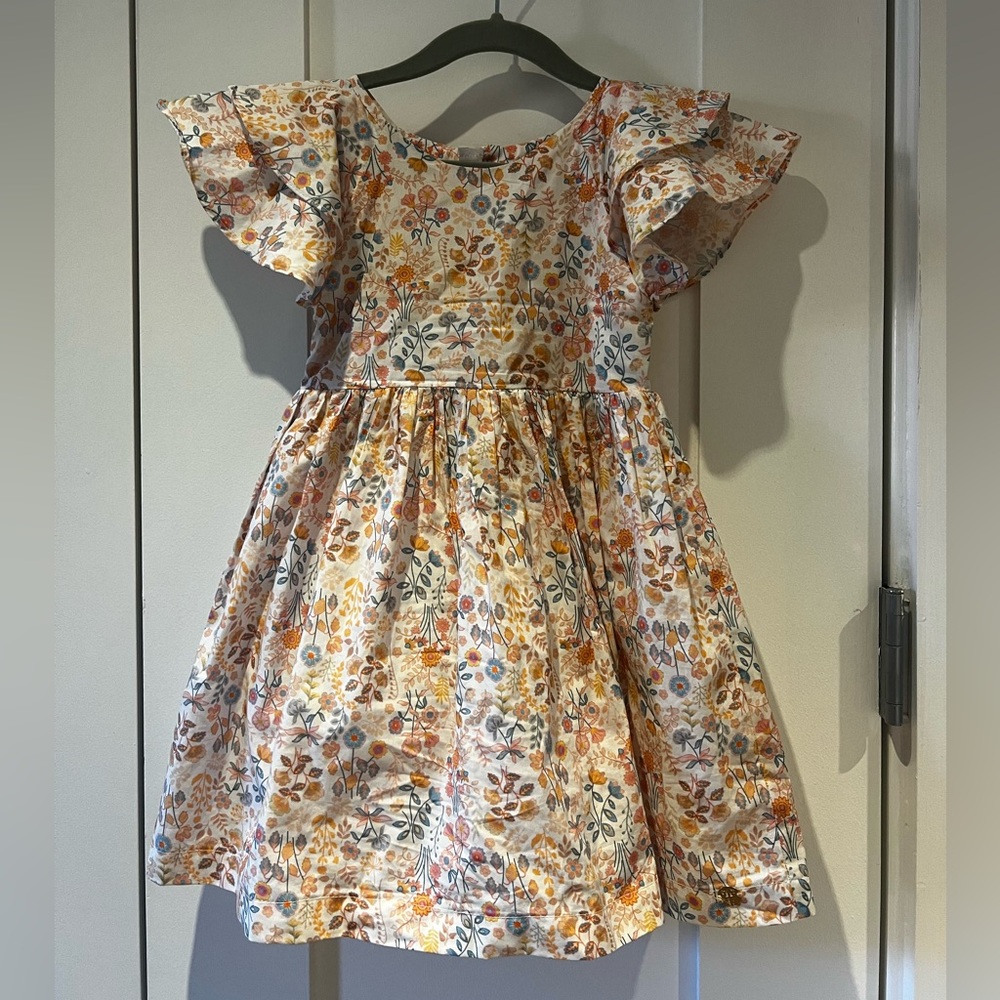 Paola Da Vinci Floral Kids Dress with Ruffled Sleeves